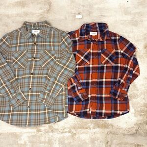 Bundle of 2 Big Boy Plaid Flannel Long-Sleeved Shirt Flannel Shirts,Youth M NWOT